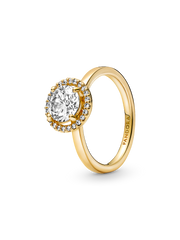 Sparkling Round Halo Ring - 14k gold plating