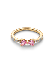 Sparkling Pink Bow Ring - 14k gold plating