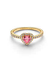 Elevated Pink Heart Ring - 14k gold plating