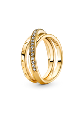 Crossover Pavé Triple Band Ring - 14k gold plating
