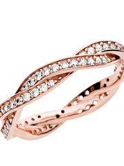 Sparkling Twisted Lines Ring - 14k rose gold plating