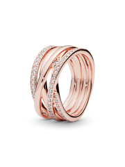 Sparkling & Polished Lines Ring - 14k rose gold plating