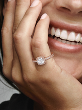 Square Sparkle Halo Ring - 14k rose gold plating