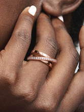 Crossover Pavé Triple Band Ring - 14k rose gold plating