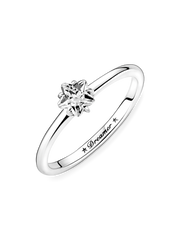 Celestial Sparkling Star Solitaire Ring - Sterling silver