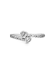 Two Sparkling Hearts Ring - Sterling silver