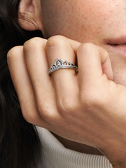 FINAL SALE - Regal Beaded Tiara Ring - Sterling silver