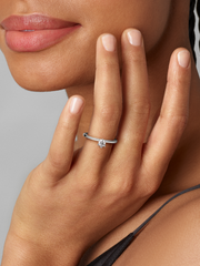 FINAL SALE - Pandora Nova Sterling Silver Off-set Lab-grown Diamond Ring - 0.25 ct TW, Sterling silver
