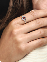 January Red Eternity Circle Ring - Sterling silver
