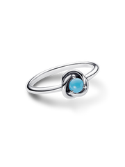 December Turquoise Blue Eternity Circle Ring - Sterling silver