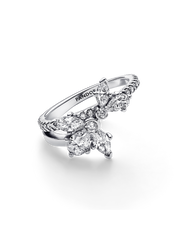 FINAL SALE - Sparkling Asymmetrical Herbarium Cluster Ring - Sterling silver
