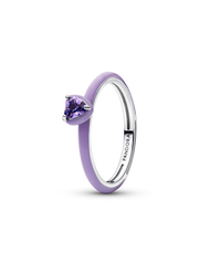 Purple Chakra Heart Ring - Sterling silver