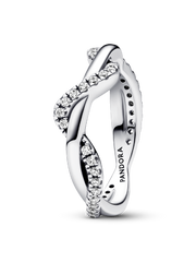 Sparkling Intertwined Wave Ring - Sterling silver