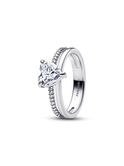 Double Band Heart Ring - Sterling silver