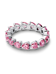 Band of Pink Hearts Ring - Sterling silver