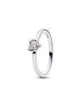 Pandora Talisman Sterling Silver Lab-grown Diamond Heart Ring - 0.25 ct TW, Sterling silver