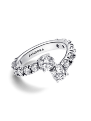 Sparkling Overlapping Band Ring - Sterling silver