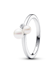 Duo Treated Freshwater Cultured Pearls Ring - Sterling silver