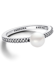 Treated Freshwater Cultured Pearl & Pavé Ring - Sterling silver