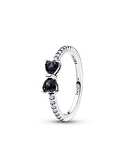 Sparkling Black Bow Ring - Sterling silver