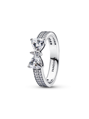 Sparkling Bow Double-row Ring - Sterling silver