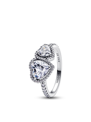 Sparkling Halo Hearts Ring Set