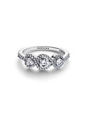 Halo Heart Trilogy Ring - Sterling silver