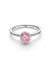 Pink Sparkling Crown Ring - Sterling silver