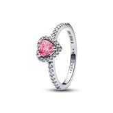 Elevated Pink Heart Ring - Sterling silver