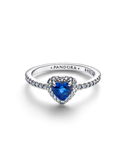 Elevated Princess Blue Heart Ring - Sterling silver