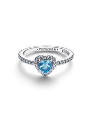 Elevated Light Blue Heart Ring - Sterling silver