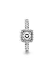 Square Sparkle Halo Ring - Sterling silver