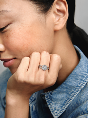 FINAL SALE - Sparkling Double Halo Ring - Sterling silver