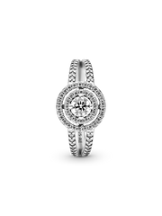 FINAL SALE - Sparkling Double Halo Ring - Sterling silver