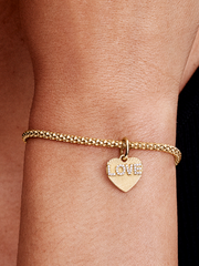 Engravable Love Heart Dangle Charm - 14k gold plating