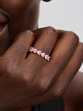 Band of Pink Hearts Ring - Sterling silver