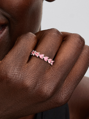 Band of Pink Hearts Ring - Sterling silver
