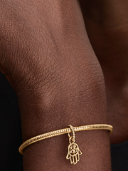 Protective Hamsa Hand Dangle Charm - 14k gold plating