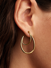 Organically Shaped Double Hoop Earrings - 14k gold plating
