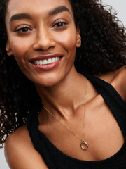 Organically Shaped Two-Tone Pendant Necklace - Sterling silver, 14k gold plating