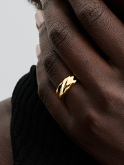 Rippled Wide Band Ring - 14k gold plating