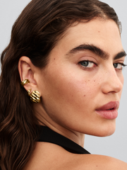 Rippled Wide Hoop Earrings - 14k gold plating