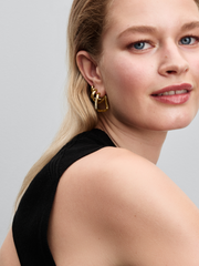 Twisted Triangle Large Hoop Earrings - 14k gold plating