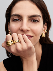 Rippled Wide Band Ring - 14k gold plating