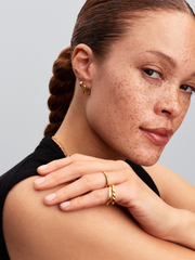 Twisted Huggie Earrings - 14k gold plating