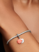 Coral-colored Shell Double Dangle Charm - Sterling silver