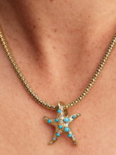 FINAL SALE - Sparkling Blue Starfish Dangle Charm - 14k gold plating