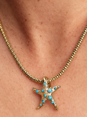FINAL SALE - Sparkling Blue Starfish Dangle Charm - 14k gold plating