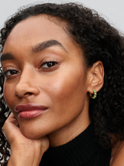Green Hoop Earrings - 14k gold plating