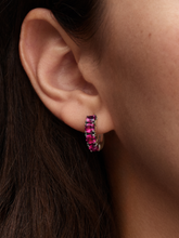 Pink Hoop Earrings - Sterling silver